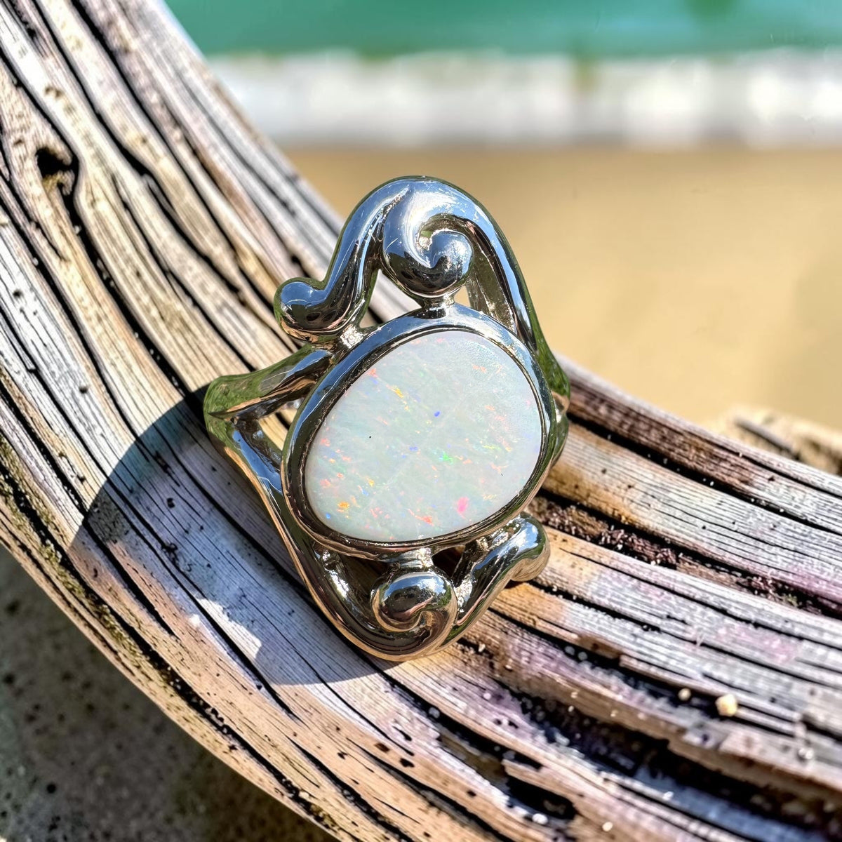 1.3ct Coober Pedy Opal Ring ~ 'Cooktown Colour' | 925 Sterling Silver | Solid Australian Opal