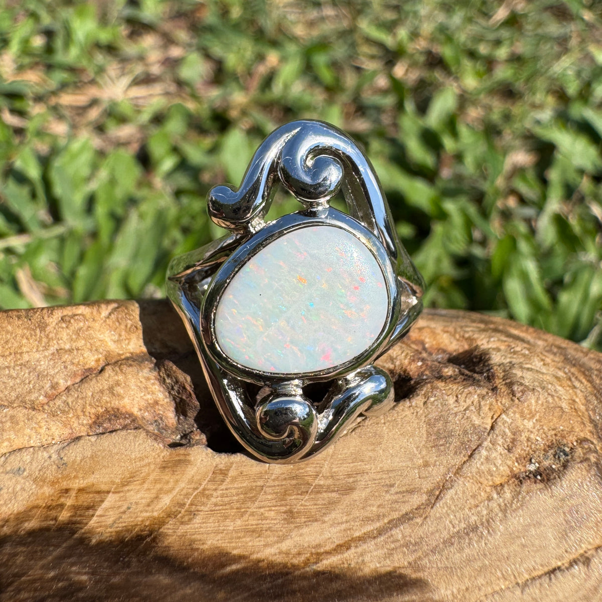 1.3ct Coober Pedy Opal Ring ~ 'Cooktown Colour' | 925 Sterling Silver | Solid Australian Opal