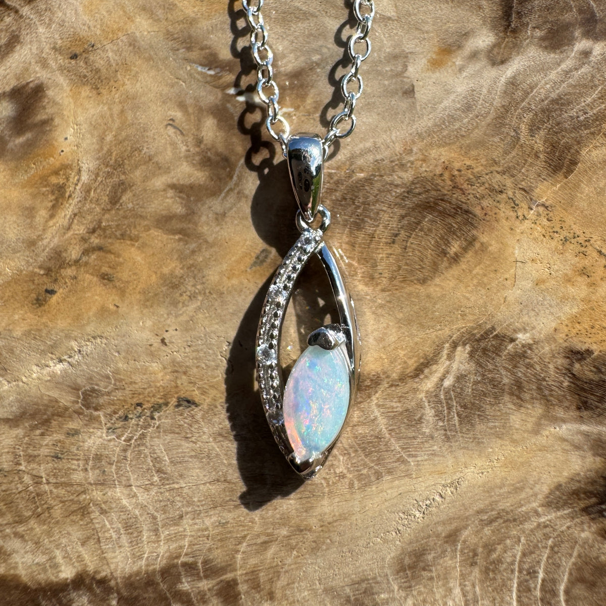 0.4ct Coober Pedy Opal Pendant Necklace ~ 'Lake Argyle Spark' | 925 Sterling Silver | Solid Australian Opal
