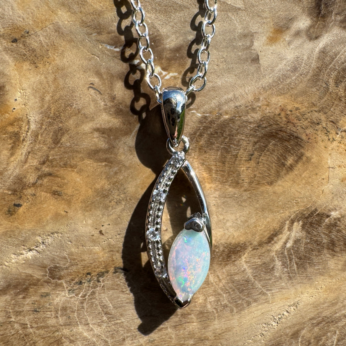 0.4ct Coober Pedy Opal Pendant Necklace ~ 'Lake Argyle Spark' | 925 Sterling Silver | Solid Australian Opal