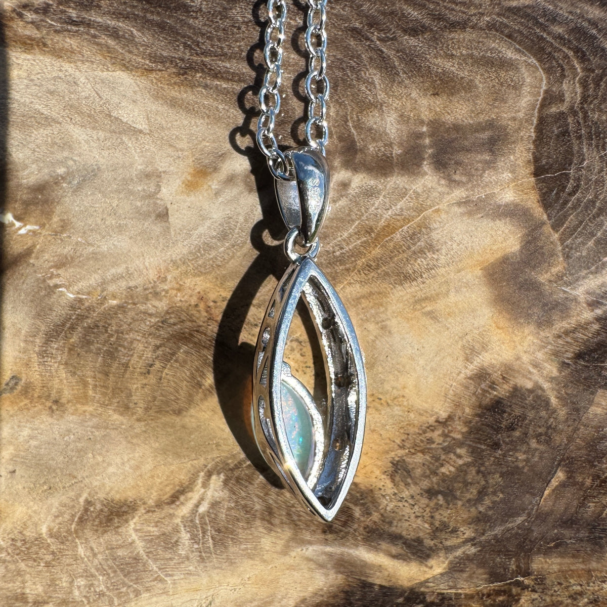 0.4ct Coober Pedy Opal Pendant Necklace ~ 'Lake Argyle Spark' | 925 Sterling Silver | Solid Australian Opal