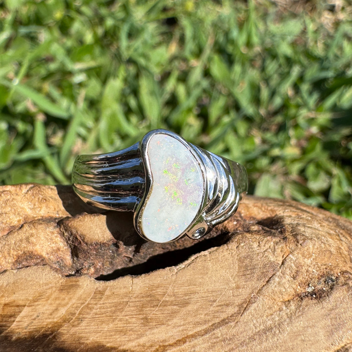 1ct Coober Pedy Opal Ring ~ 'Walhalla Firelight' | 925 Sterling Silver | Solid Australian Opal