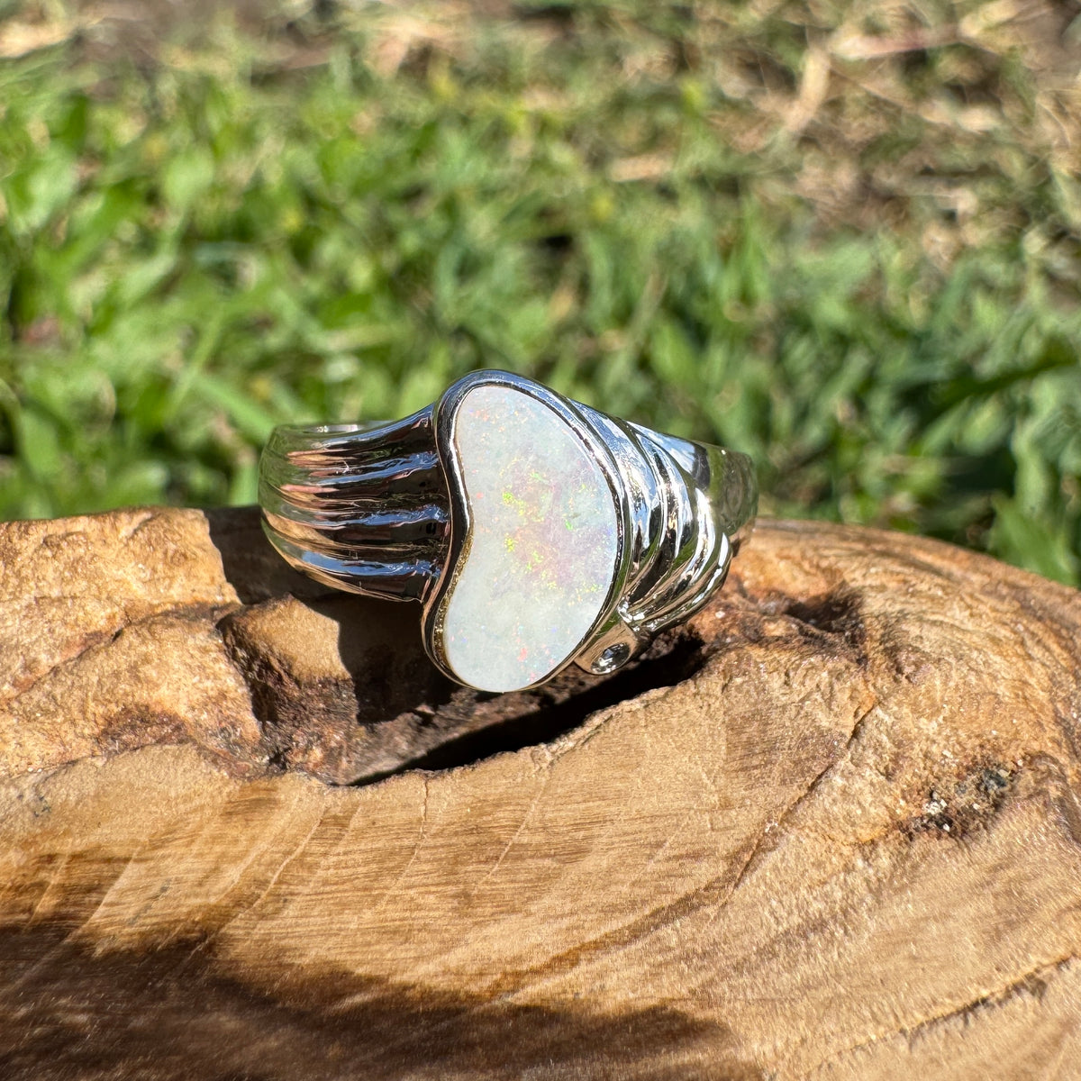 1ct Coober Pedy Opal Ring ~ 'Walhalla Firelight' | 925 Sterling Silver | Solid Australian Opal