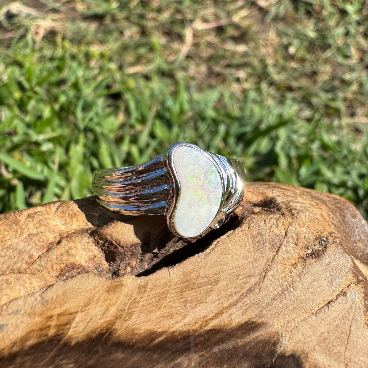 1ct Coober Pedy Opal Ring ~ 'Walhalla Firelight' | 925 Sterling Silver | Solid Australian Opal