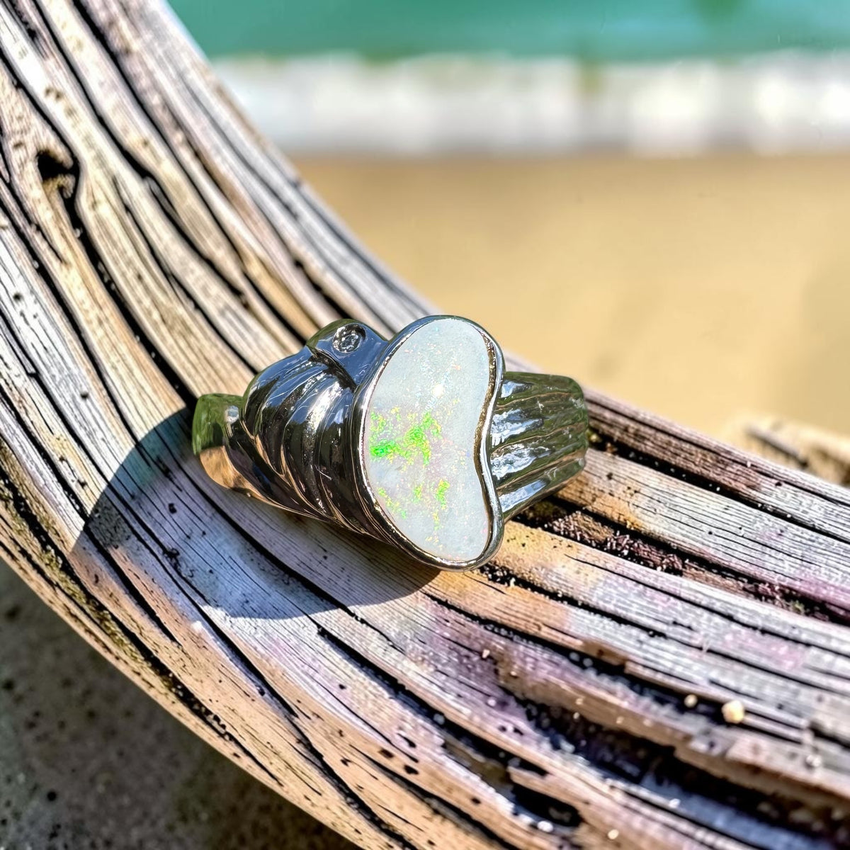 1ct Coober Pedy Opal Ring ~ 'Walhalla Firelight' | 925 Sterling Silver | Solid Australian Opal