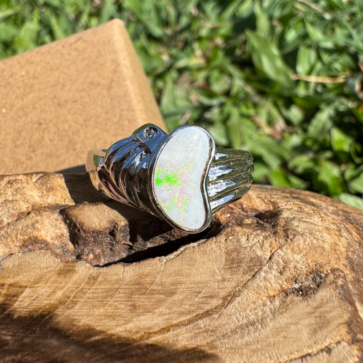 1ct Coober Pedy Opal Ring ~ 'Walhalla Firelight' | 925 Sterling Silver | Solid Australian Opal