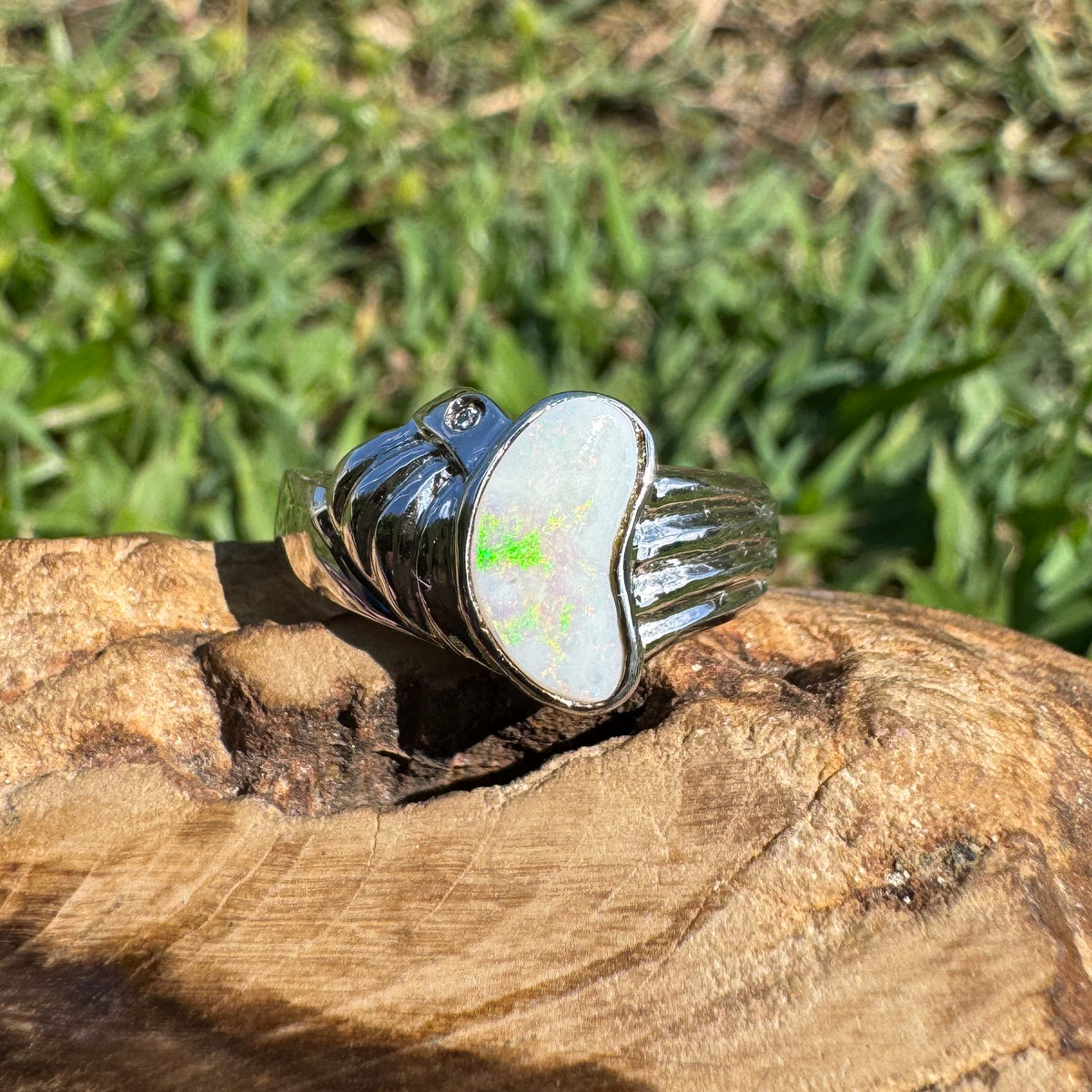 1ct Coober Pedy Opal Ring ~ 'Walhalla Firelight' | 925 Sterling Silver | Solid Australian Opal