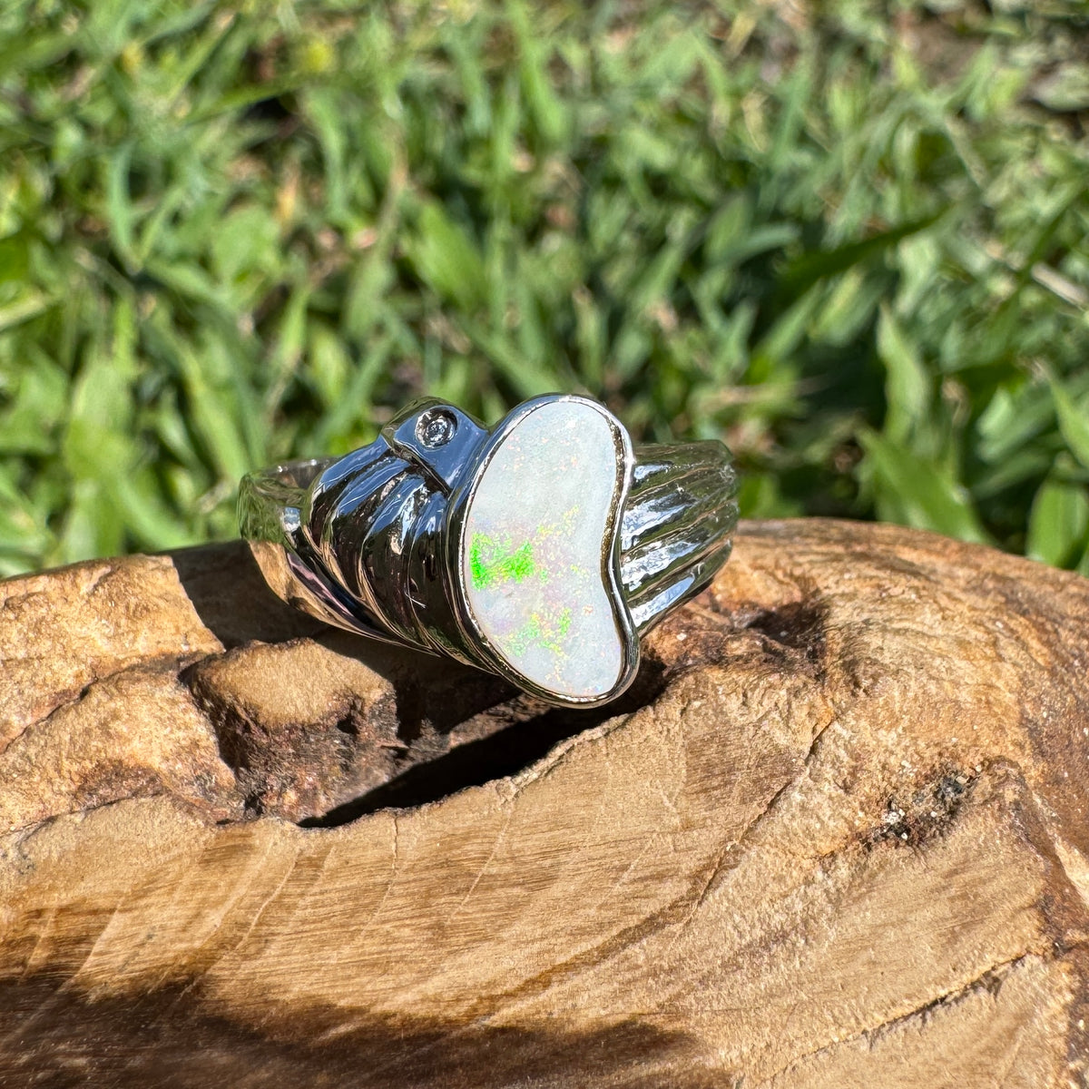 1ct Coober Pedy Opal Ring ~ 'Walhalla Firelight' | 925 Sterling Silver | Solid Australian Opal