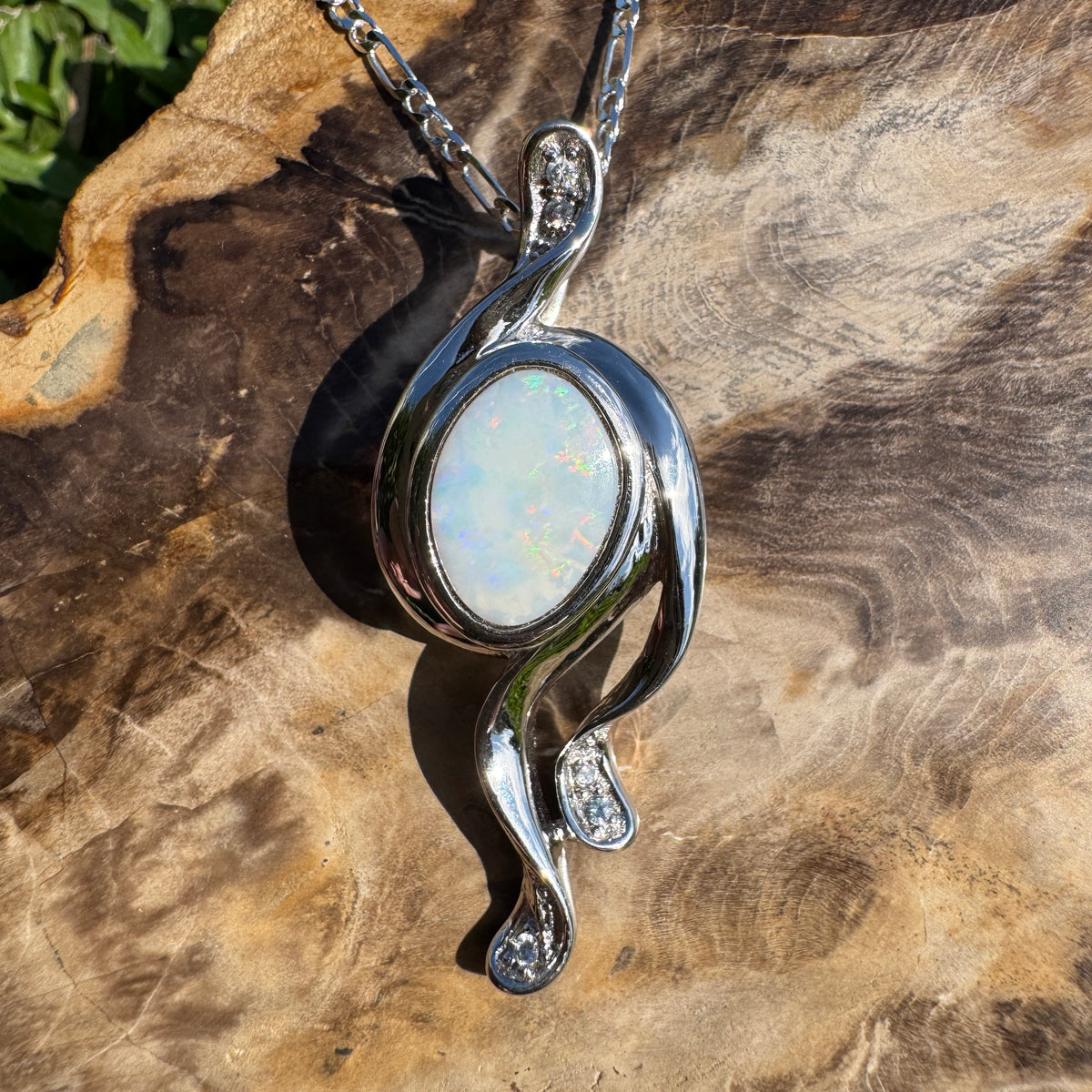2.6ct Coober Pedy Opal Pendant Necklace ~ 'Wollemi Spectrum' | 925 Sterling Silver | Solid Australian Opal