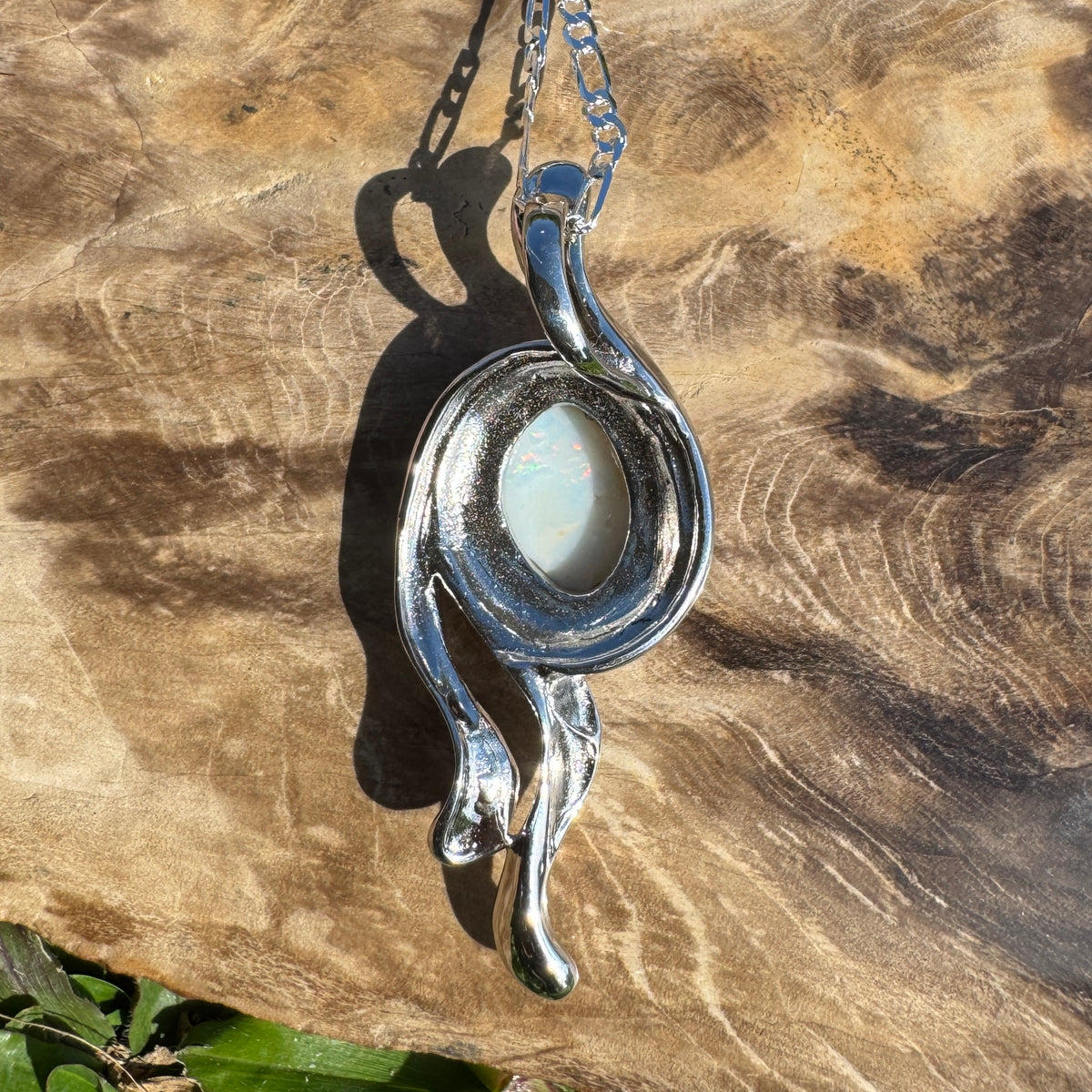 2.6ct Coober Pedy Opal Pendant Necklace ~ 'Wollemi Spectrum' | 925 Sterling Silver | Solid Australian Opal