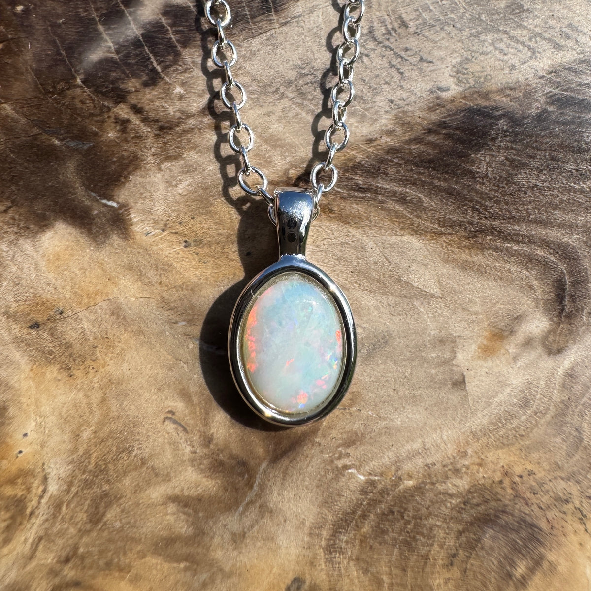0.9ct Coober Pedy Opal Pendant Necklace ~ 'Ormiston Gorge Glow' | Yellow Gold Coated 925 Sterling Silver | Solid Australian Opal