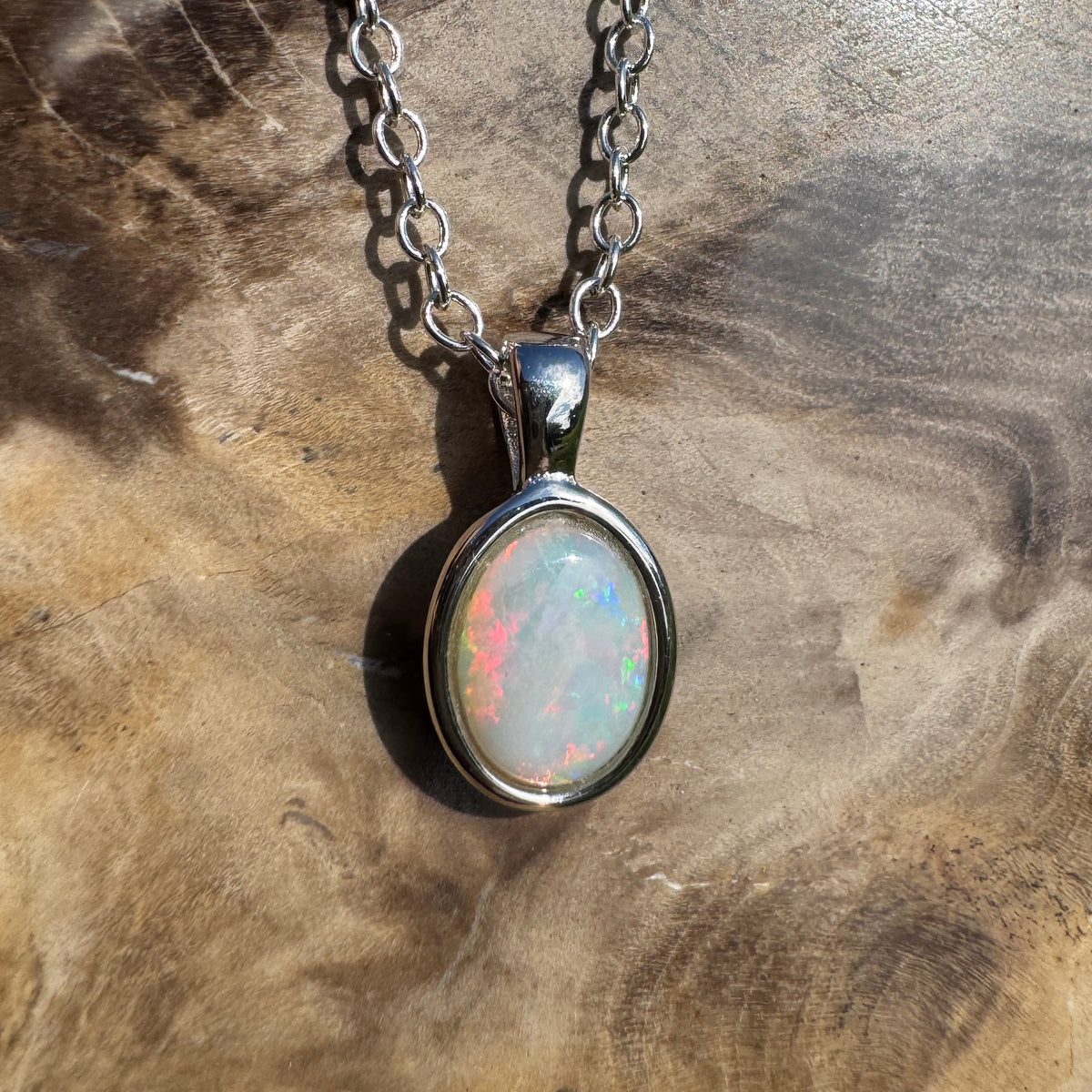 0.9ct Coober Pedy Opal Pendant Necklace ~ 'Ormiston Gorge Glow' | Yellow Gold Coated 925 Sterling Silver | Solid Australian Opal