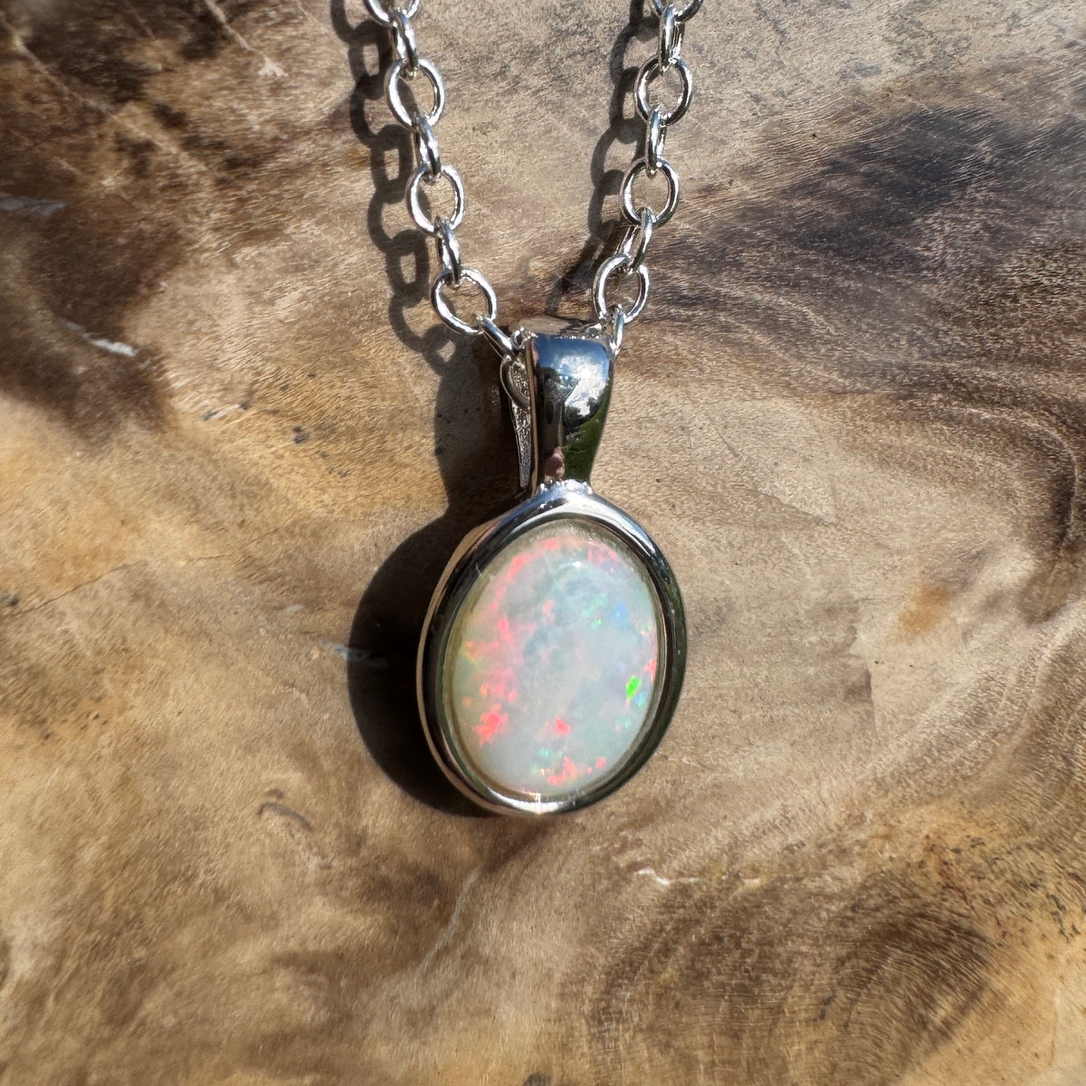 0.9ct Coober Pedy Opal Pendant Necklace ~ 'Ormiston Gorge Glow' | Yellow Gold Coated 925 Sterling Silver | Solid Australian Opal