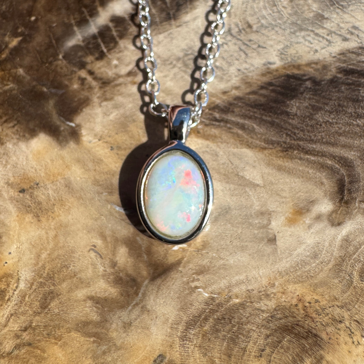 0.9ct Coober Pedy Opal Pendant Necklace ~ 'Ormiston Gorge Glow' | Yellow Gold Coated 925 Sterling Silver | Solid Australian Opal