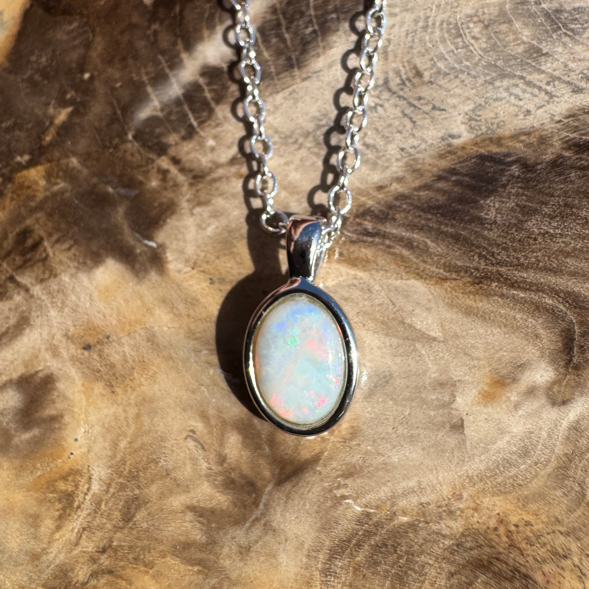 0.9ct Coober Pedy Opal Pendant Necklace ~ 'Ormiston Gorge Glow' | Yellow Gold Coated 925 Sterling Silver | Solid Australian Opal