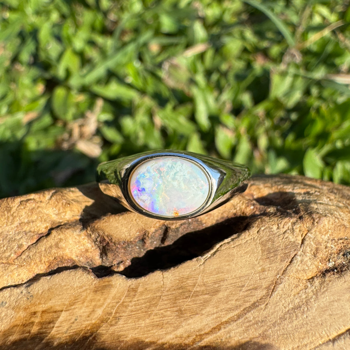 1.1ct Coober Pedy Opal Ring ~ 'Beauty Point Gleam' | 925 Sterling Silver | Solid Australian Opal