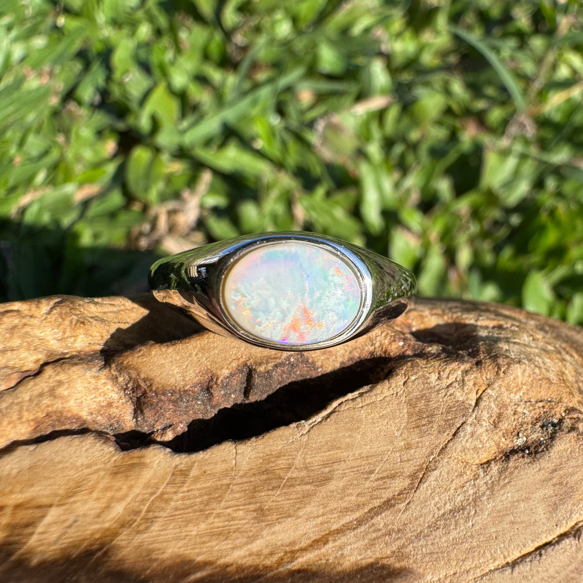 1.1ct Coober Pedy Opal Ring ~ 'Beauty Point Gleam' | 925 Sterling Silver | Solid Australian Opal