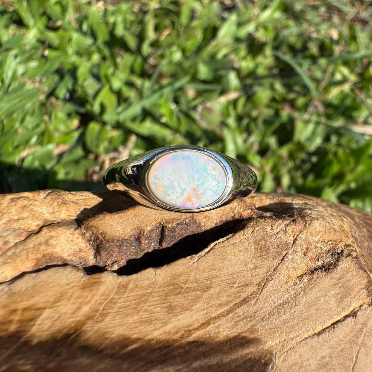 1.1ct Coober Pedy Opal Ring ~ 'Beauty Point Gleam' | 925 Sterling Silver | Solid Australian Opal