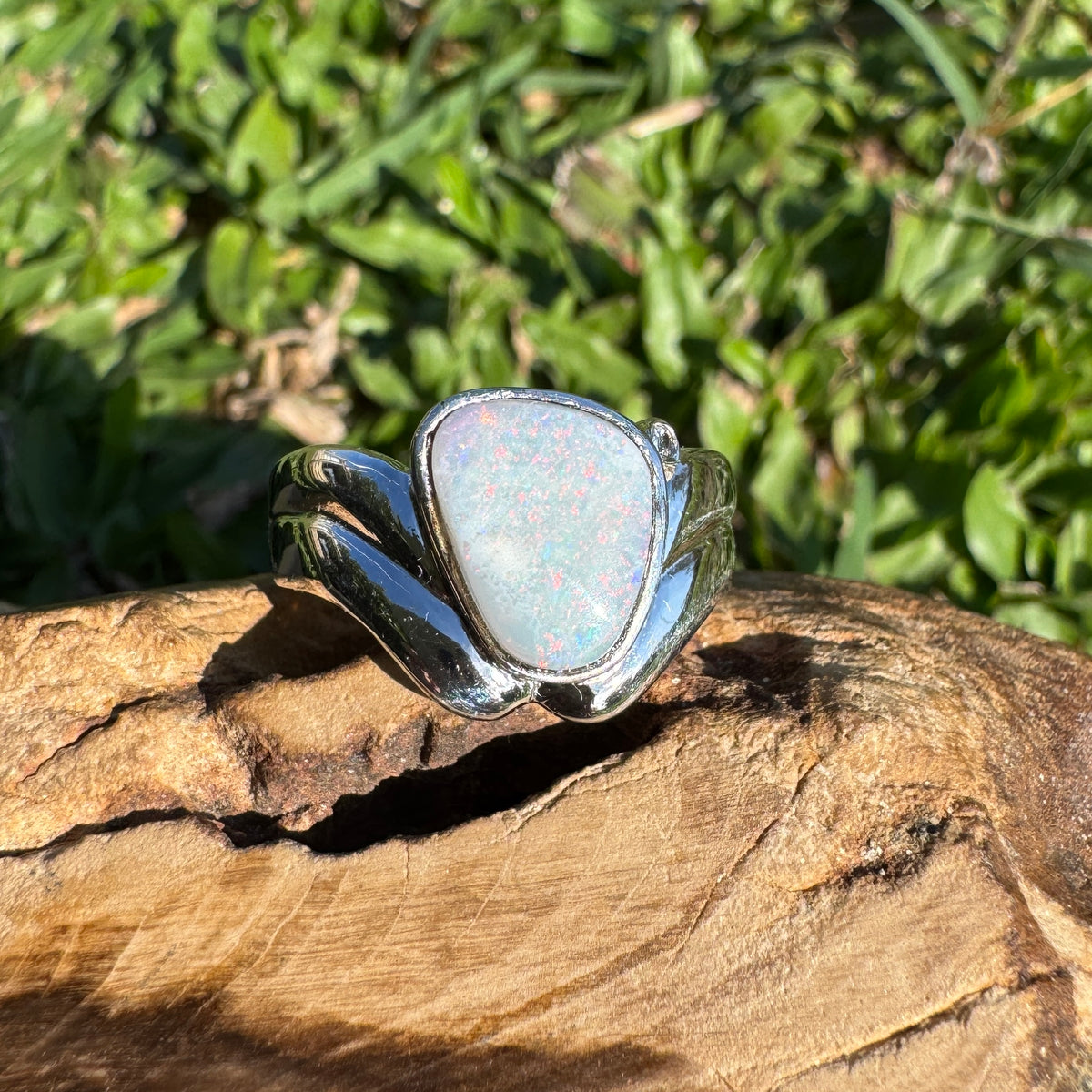 1.2ct Coober Pedy Opal Ring ~ 'Point Lookout Glow' | 925 Sterling Silver | Solid Australian Opal