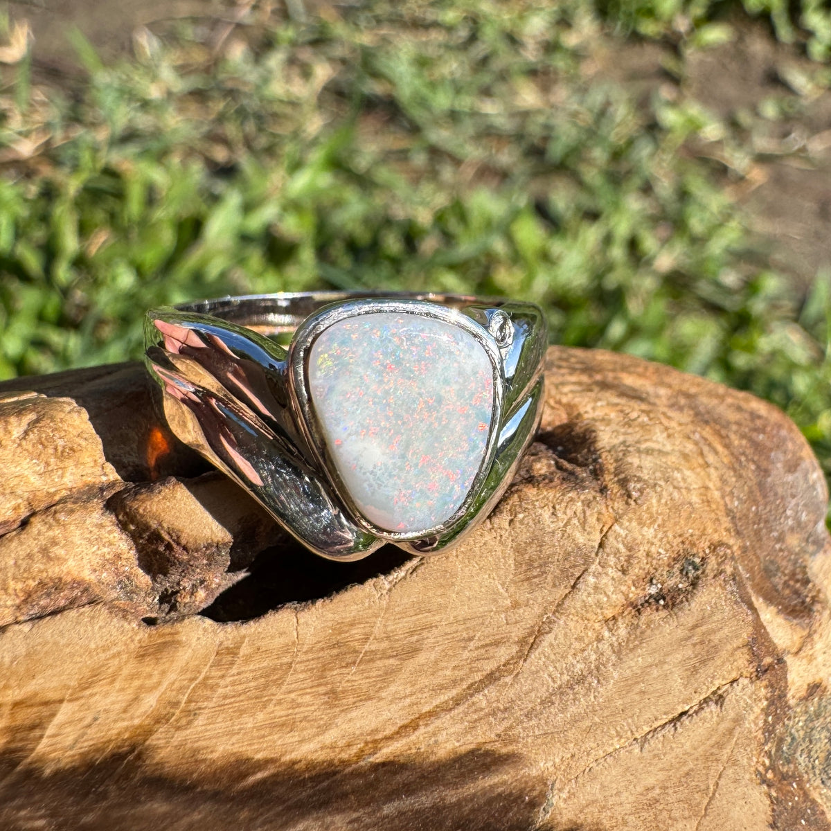 1.2ct Coober Pedy Opal Ring ~ 'Point Lookout Glow' | 925 Sterling Silver | Solid Australian Opal