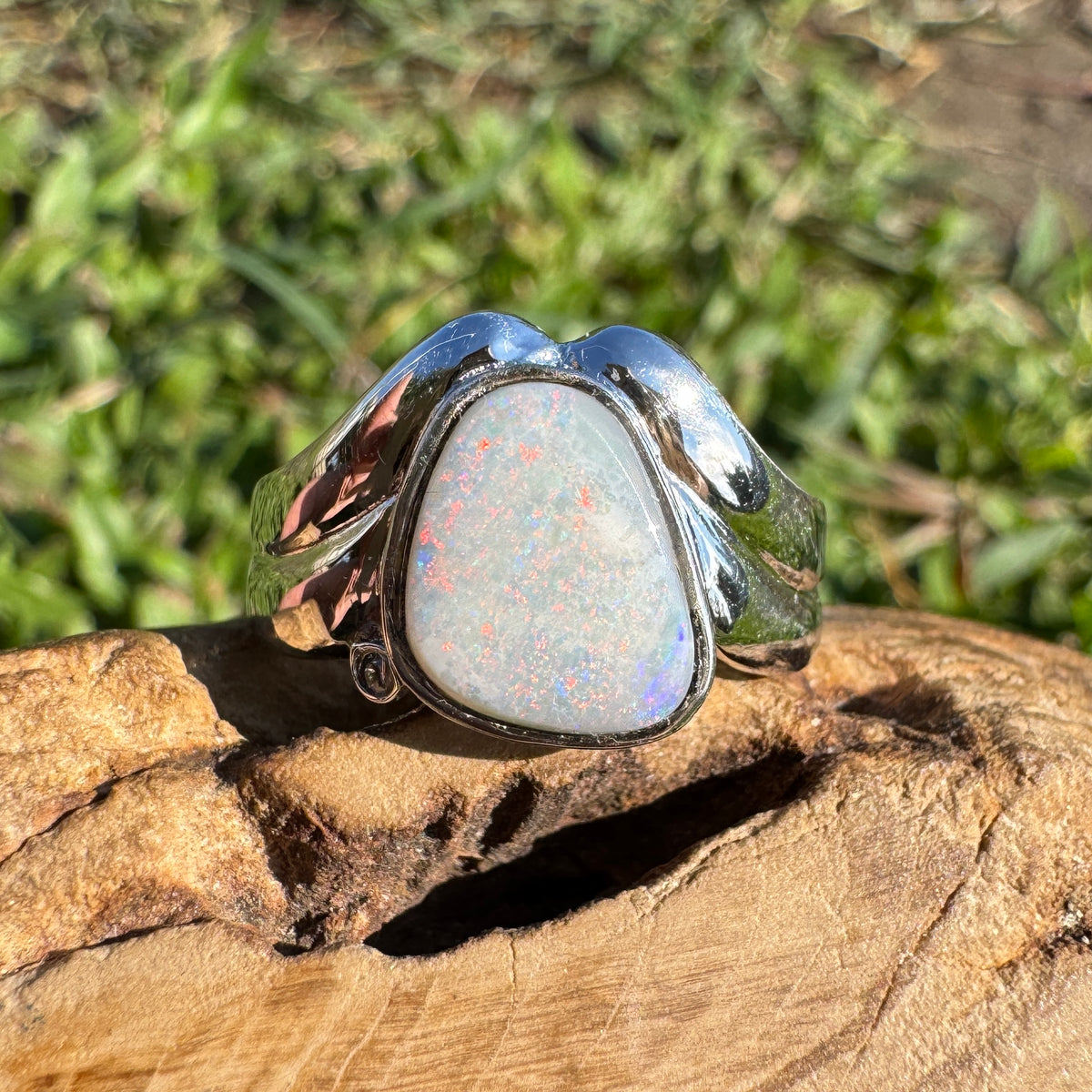 1.2ct Coober Pedy Opal Ring ~ 'Point Lookout Glow' | 925 Sterling Silver | Solid Australian Opal