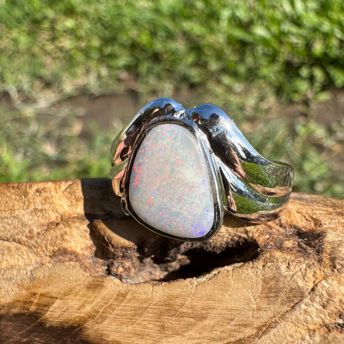 1.2ct Coober Pedy Opal Ring ~ 'Point Lookout Glow' | 925 Sterling Silver | Solid Australian Opal