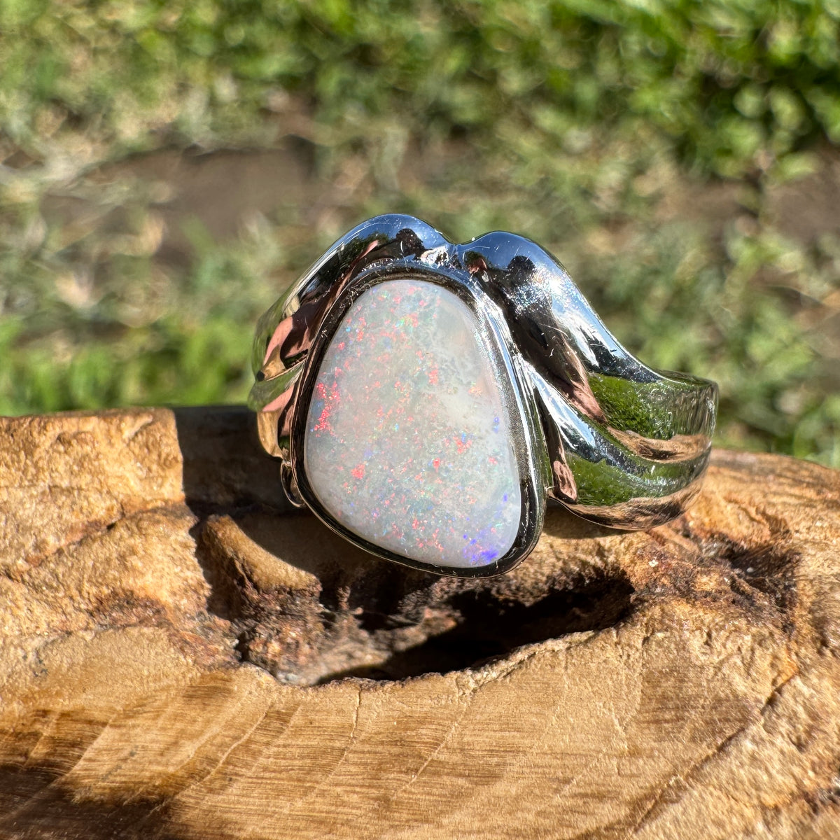 1.2ct Coober Pedy Opal Ring ~ 'Point Lookout Glow' | 925 Sterling Silver | Solid Australian Opal