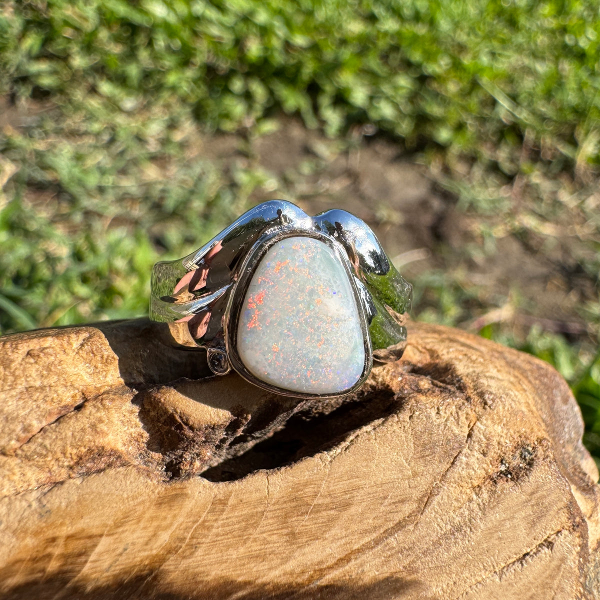 1.2ct Coober Pedy Opal Ring ~ 'Point Lookout Glow' | 925 Sterling Silver | Solid Australian Opal