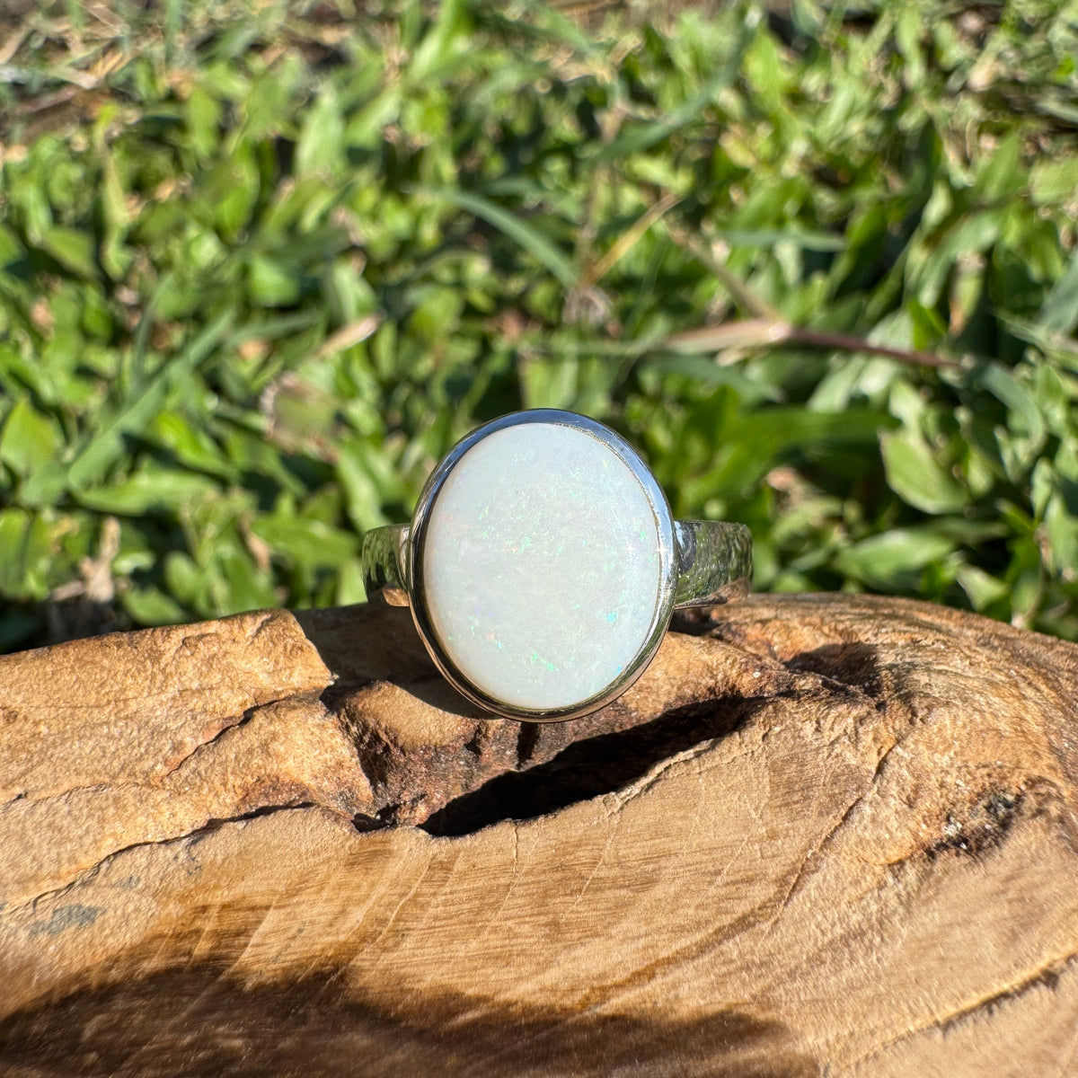 2.5ct Coober Pedy Opal Ring ~ 'Hyden Firelight' | 925 Sterling Silver | Solid Australian Opal