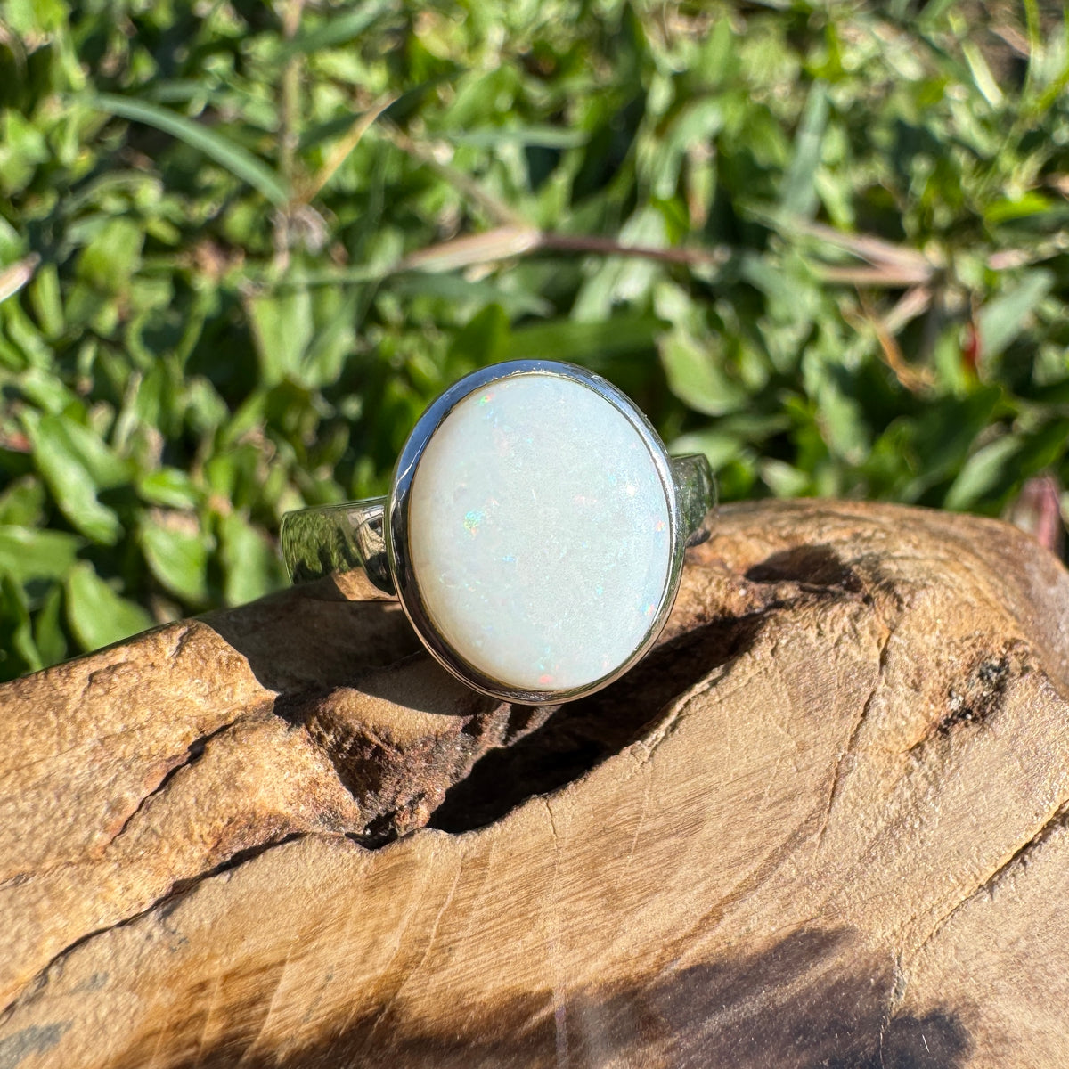 2.5ct Coober Pedy Opal Ring ~ 'Hyden Firelight' | 925 Sterling Silver | Solid Australian Opal