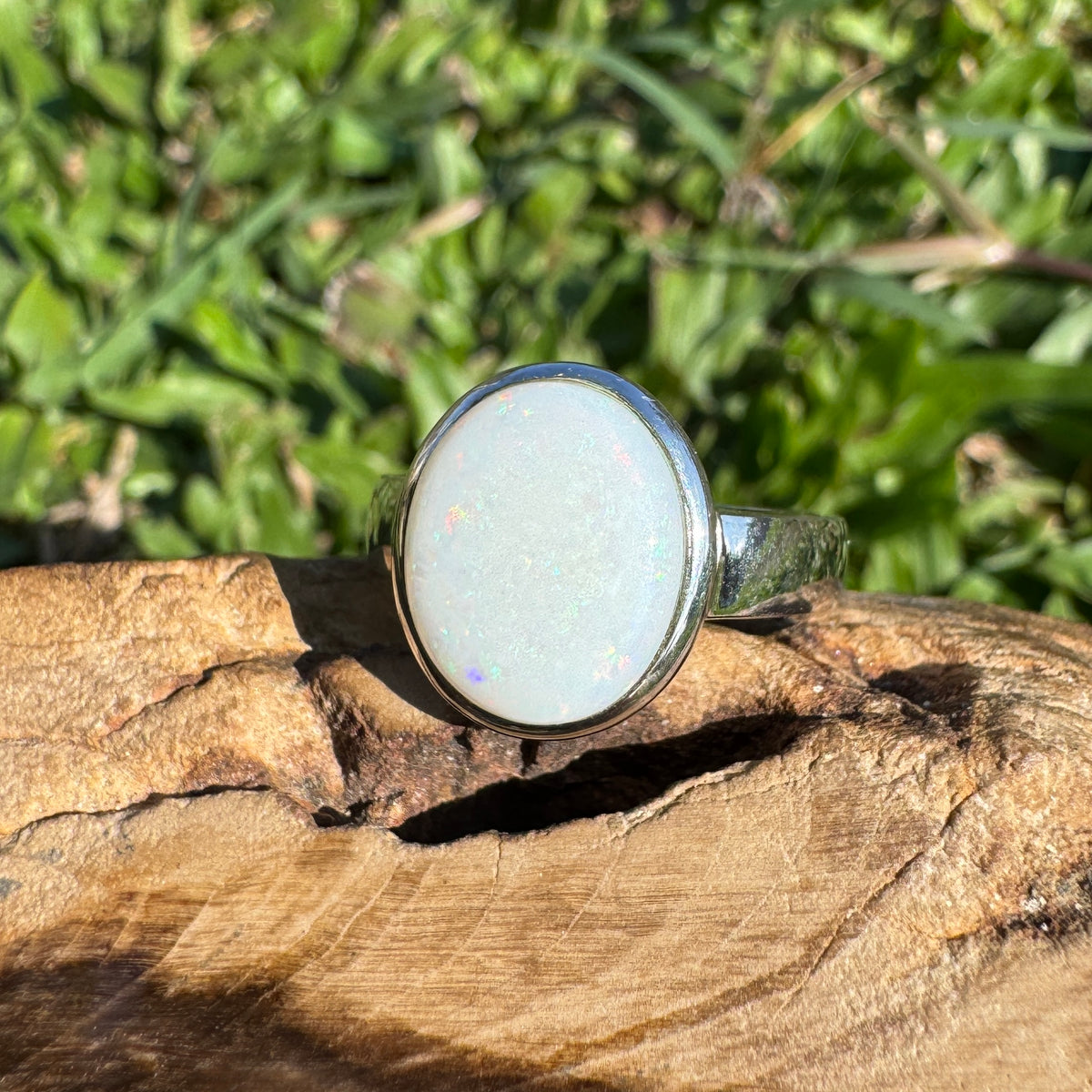 2.5ct Coober Pedy Opal Ring ~ 'Hyden Firelight' | 925 Sterling Silver | Solid Australian Opal
