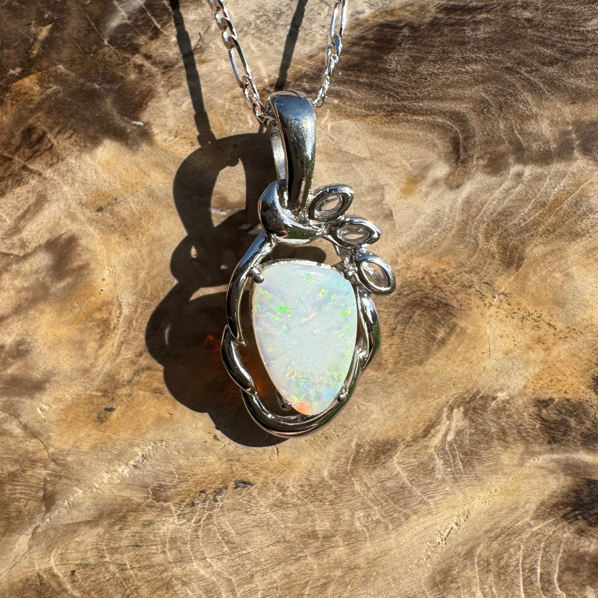 2.8ct Coober Pedy Opal Pendant Necklace ~ 'Kings Canyon Colour' | 925 Sterling Silver | Solid Australian Opal