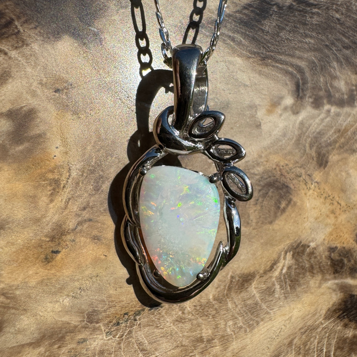 2.8ct Coober Pedy Opal Pendant Necklace ~ 'Kings Canyon Colour' | 925 Sterling Silver | Solid Australian Opal