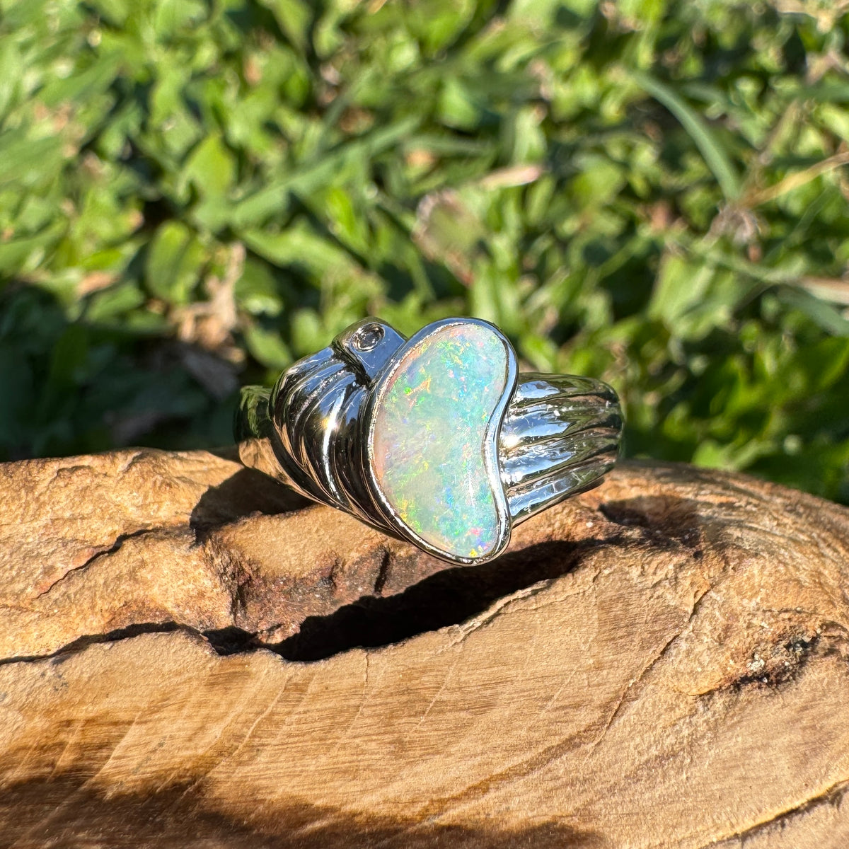 1ct Coober Pedy Opal Ring ~ 'Katoomba Colour' | 925 Sterling Silver | Solid Australian Opal