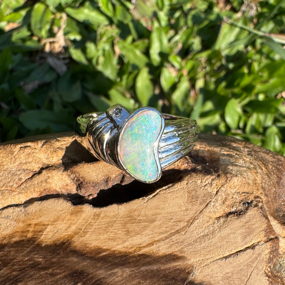 1ct Coober Pedy Opal Ring ~ 'Katoomba Colour' | 925 Sterling Silver | Solid Australian Opal