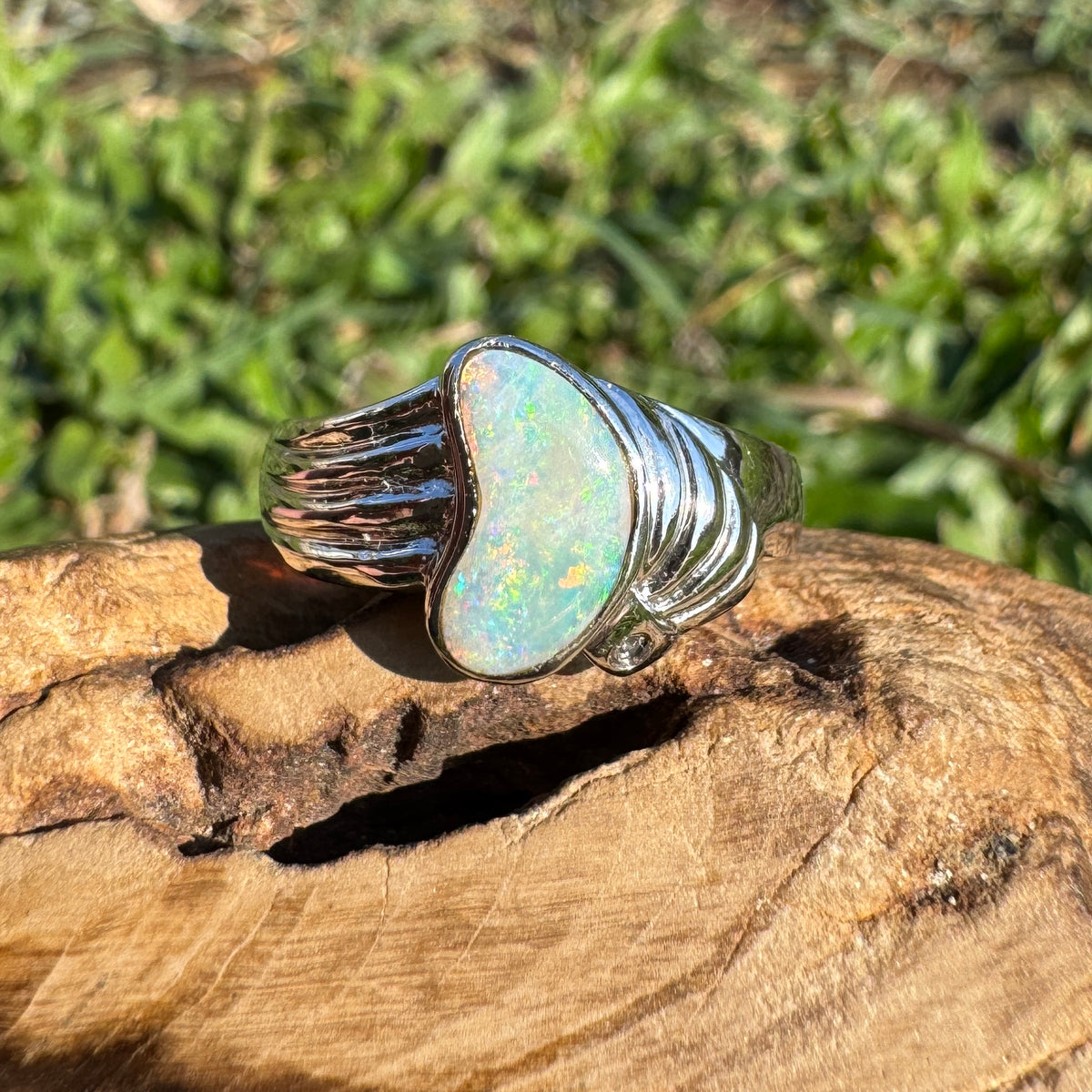 1ct Coober Pedy Opal Ring ~ 'Katoomba Colour' | 925 Sterling Silver | Solid Australian Opal