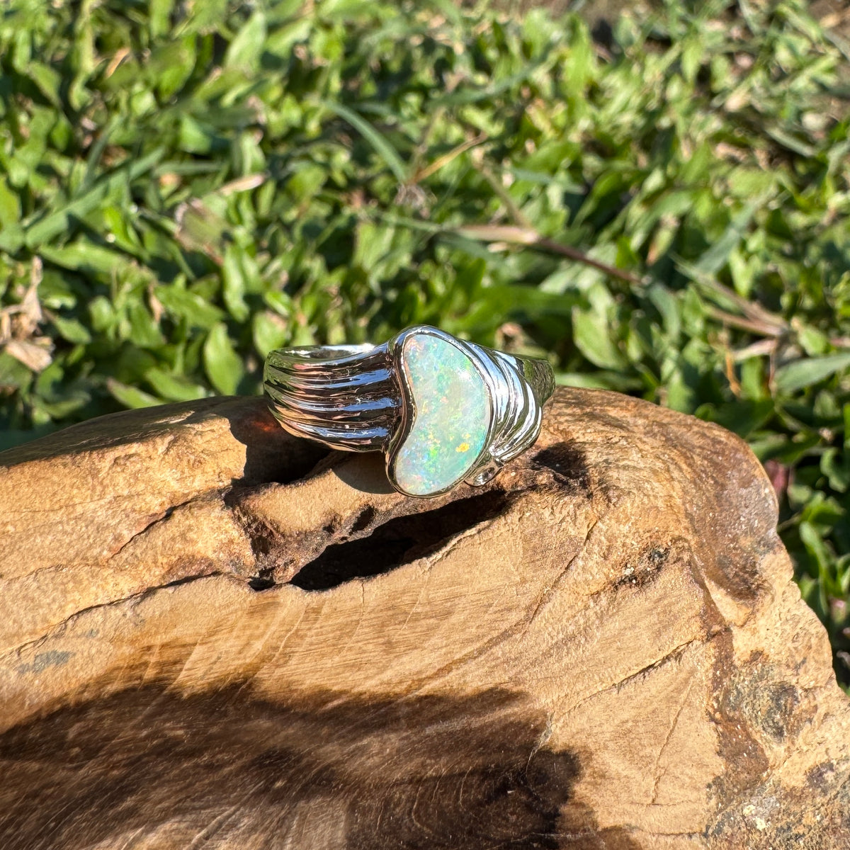 1ct Coober Pedy Opal Ring ~ 'Katoomba Colour' | 925 Sterling Silver | Solid Australian Opal