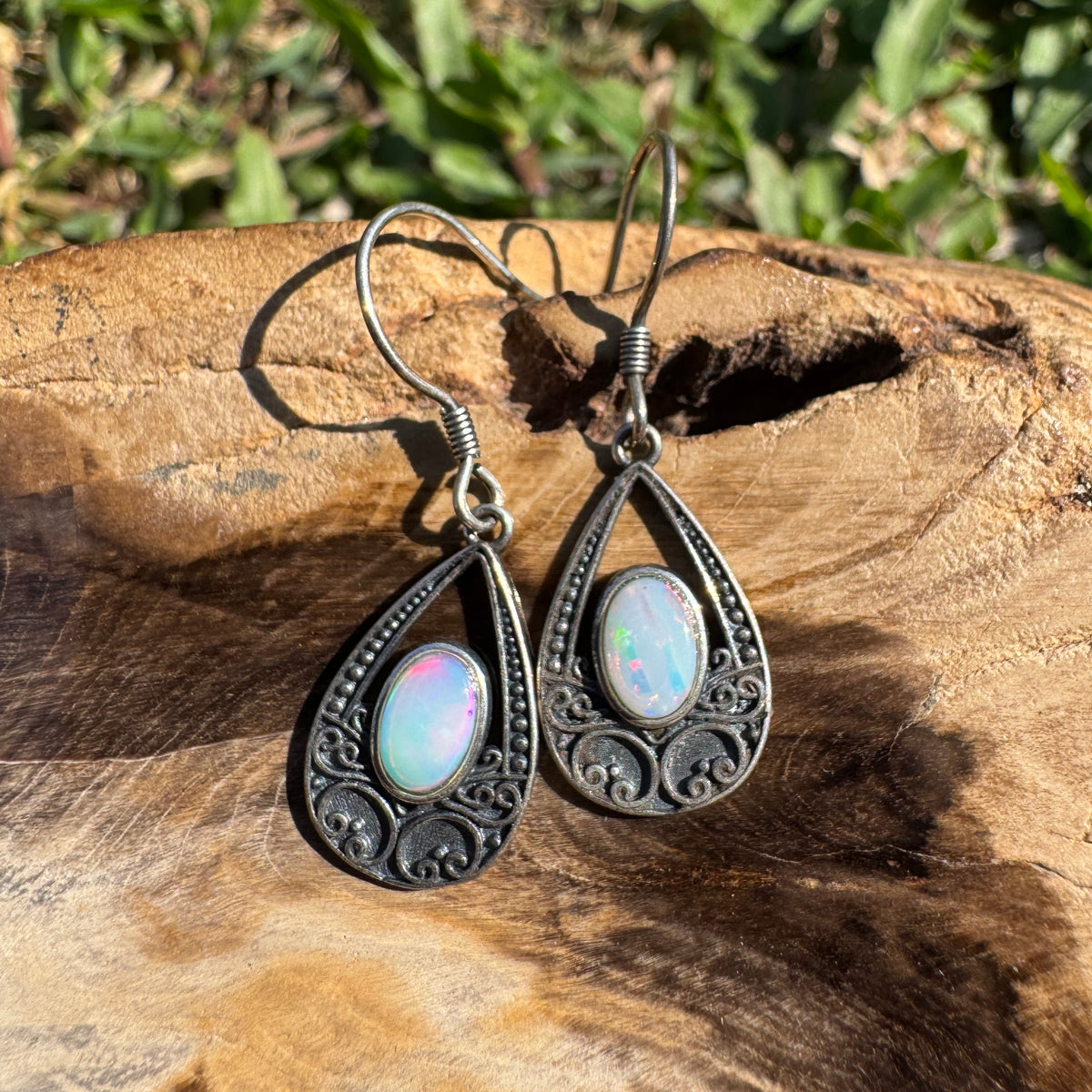 1.2ct Coober Pedy Opal Hook Earrings ~ 'Lakes Entrance Drops' | 925 Sterling Silver | Solid Australian Opal