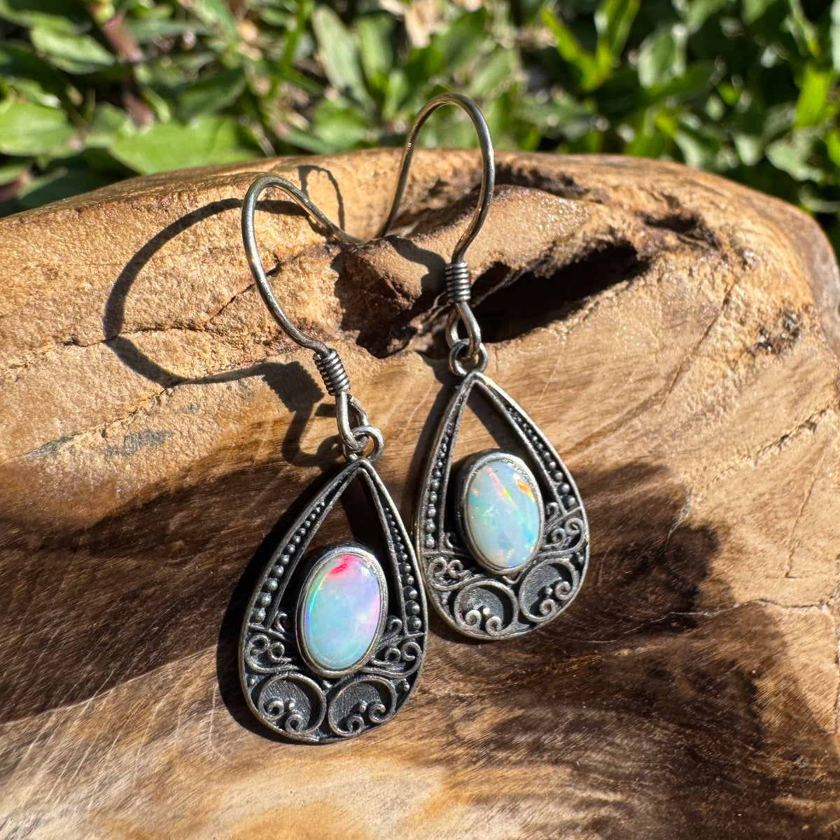 1.2ct Coober Pedy Opal Hook Earrings ~ 'Lakes Entrance Drops' | 925 Sterling Silver | Solid Australian Opal