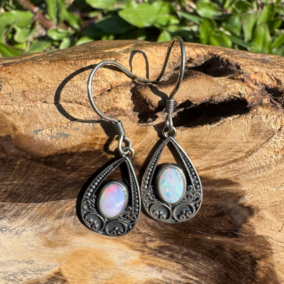 1.2ct Coober Pedy Opal Hook Earrings ~ 'Lakes Entrance Drops' | 925 Sterling Silver | Solid Australian Opal