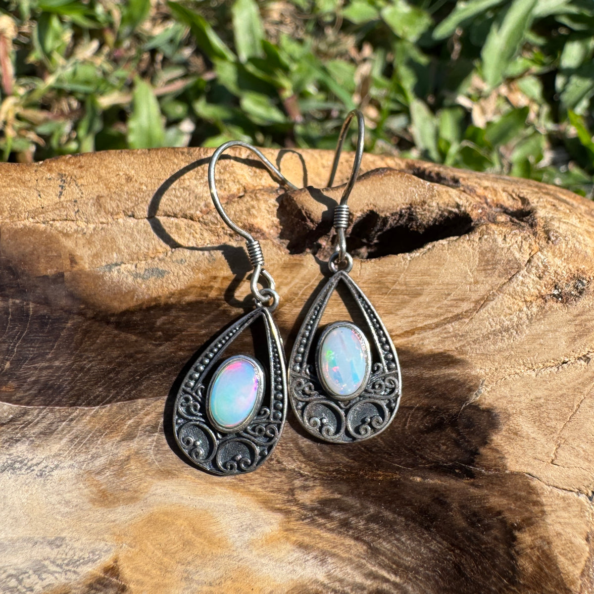 1.2ct Coober Pedy Opal Hook Earrings ~ 'Lakes Entrance Drops' | 925 Sterling Silver | Solid Australian Opal