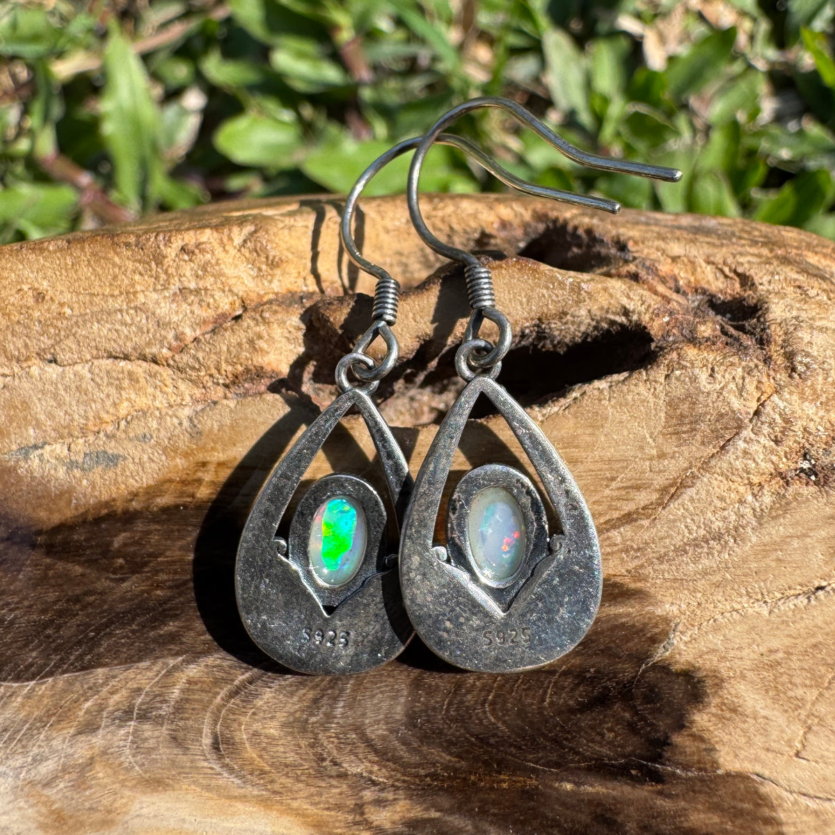 1.2ct Coober Pedy Opal Hook Earrings ~ 'Lakes Entrance Drops' | 925 Sterling Silver | Solid Australian Opal