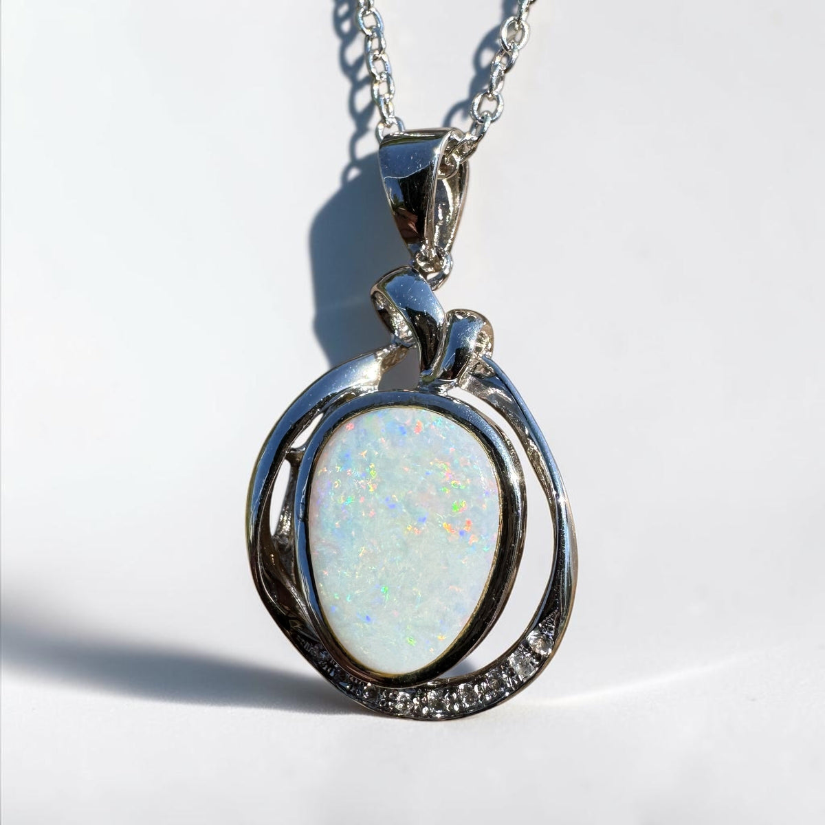 3ct Coober Pedy Opal Pendant Necklace ~ 'Bungonia Firelight' | 925 Sterling Silver | Solid Australian Opal