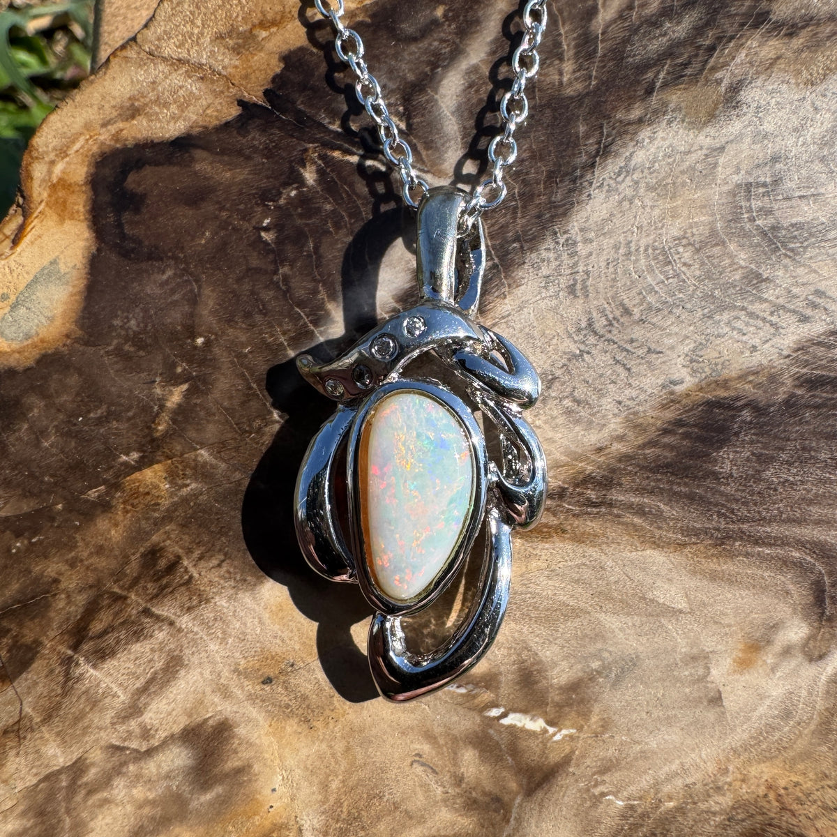 1.7ct Coober Pedy Opal Pendant Necklace ~ 'Pilbara Ember' | 925 Sterling Silver | Solid Australian Opal