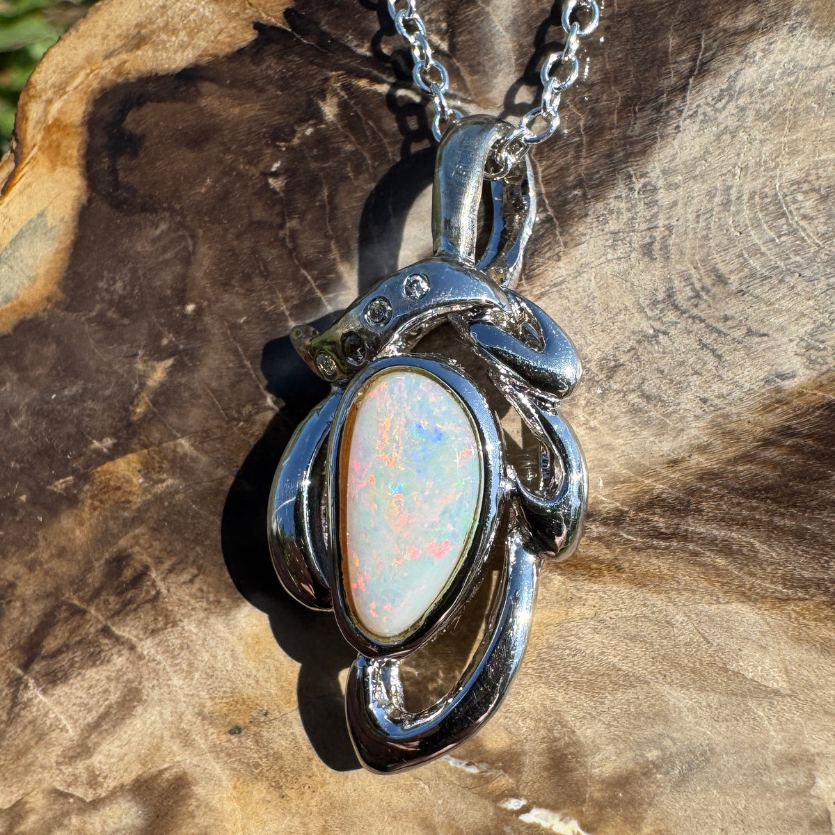 1.7ct Coober Pedy Opal Pendant Necklace ~ 'Pilbara Ember' | 925 Sterling Silver | Solid Australian Opal