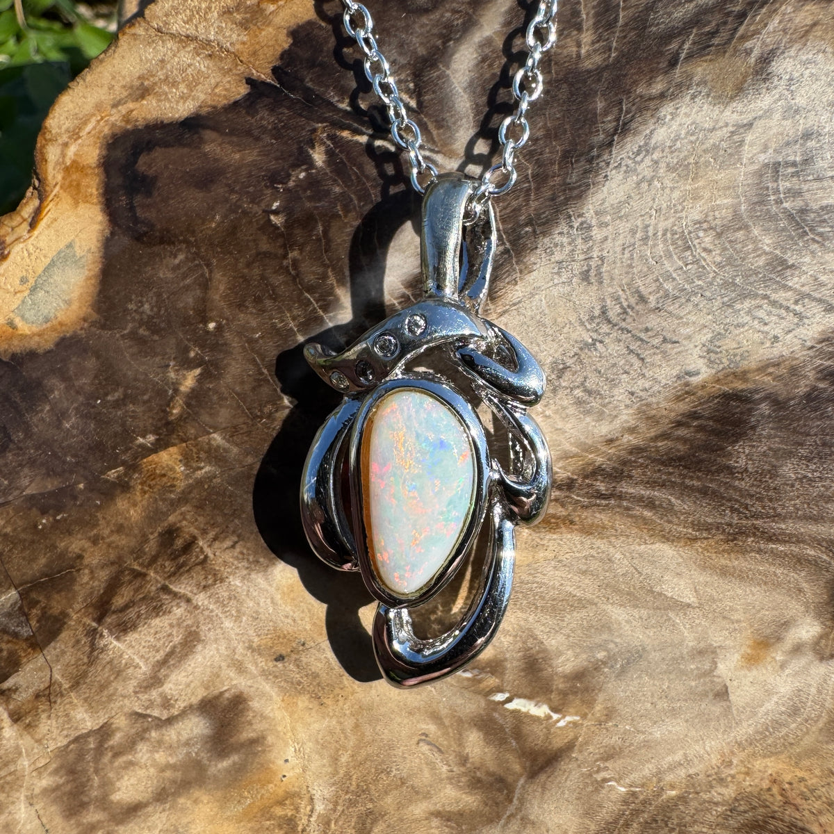 1.7ct Coober Pedy Opal Pendant Necklace ~ 'Pilbara Ember' | 925 Sterling Silver | Solid Australian Opal