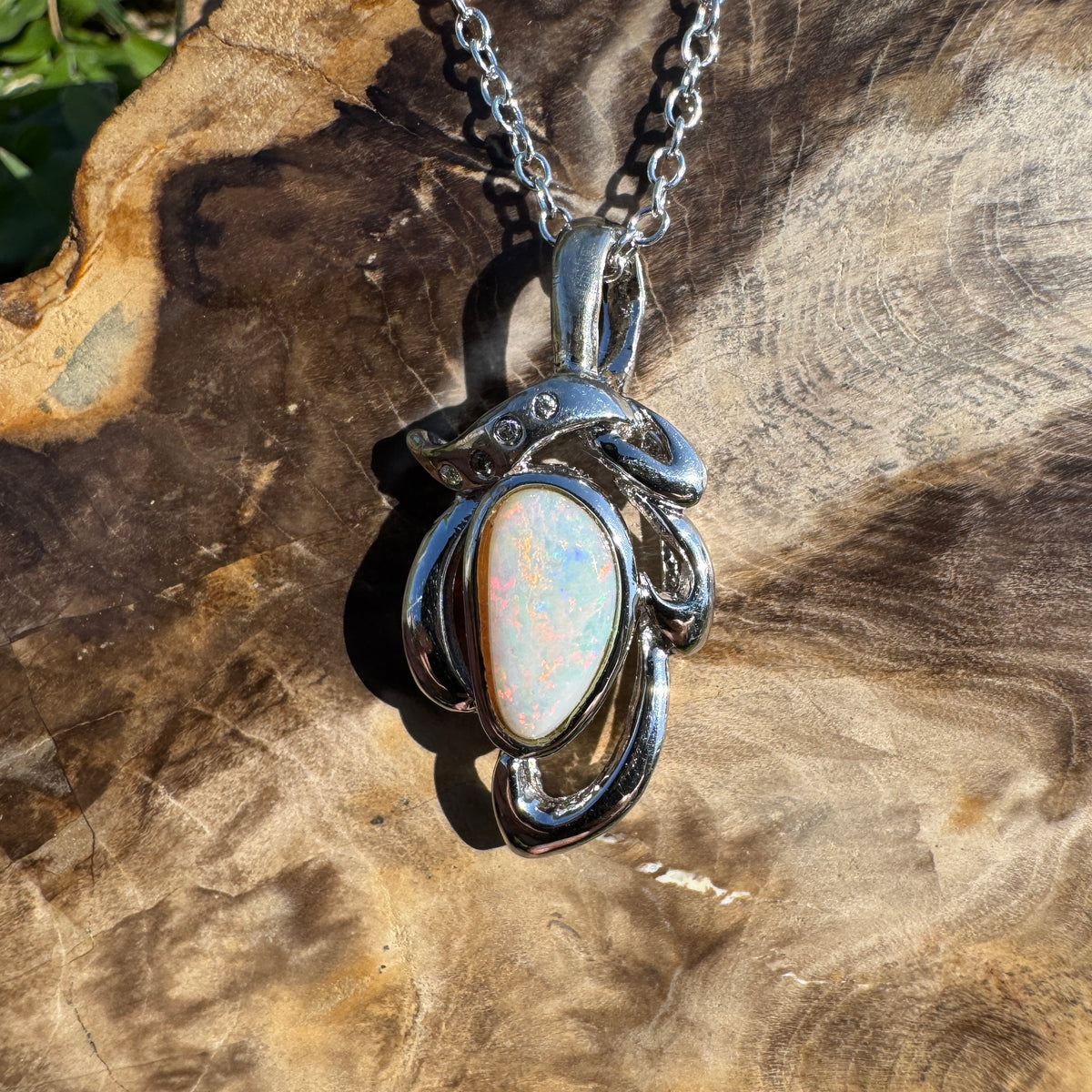 1.7ct Coober Pedy Opal Pendant Necklace ~ 'Pilbara Ember' | 925 Sterling Silver | Solid Australian Opal