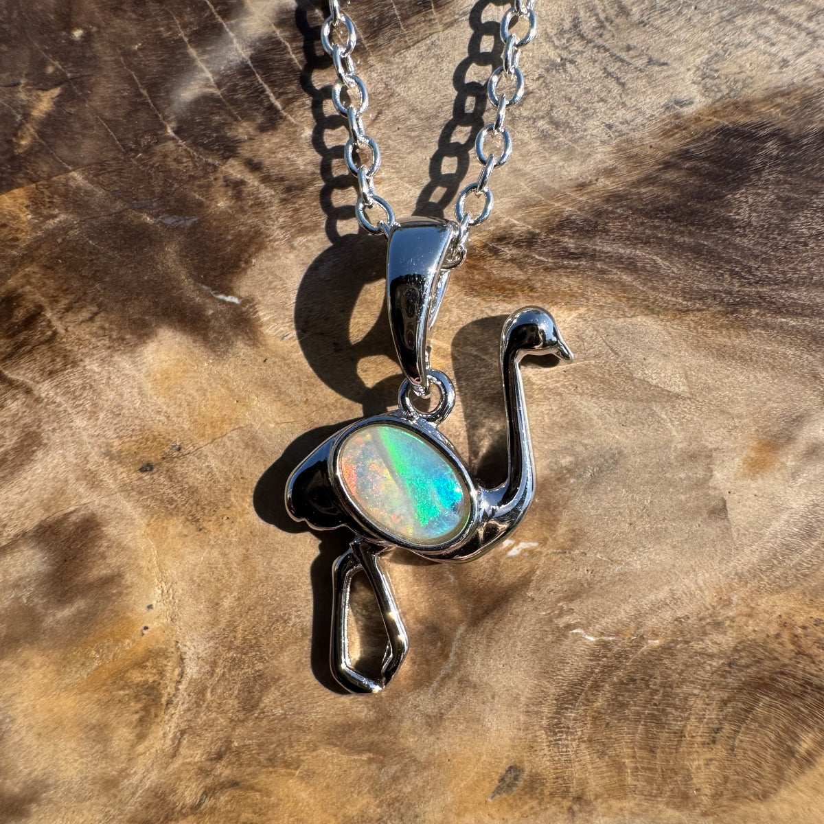 0.3ct Coober Pedy Opal Emu Pendant Necklace ~ 'Emu Plains' | 925 Sterling Silver | Solid Australian Opal