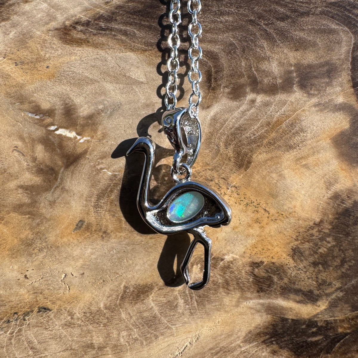 0.3ct Coober Pedy Opal Emu Pendant Necklace ~ 'Emu Plains' | 925 Sterling Silver | Solid Australian Opal