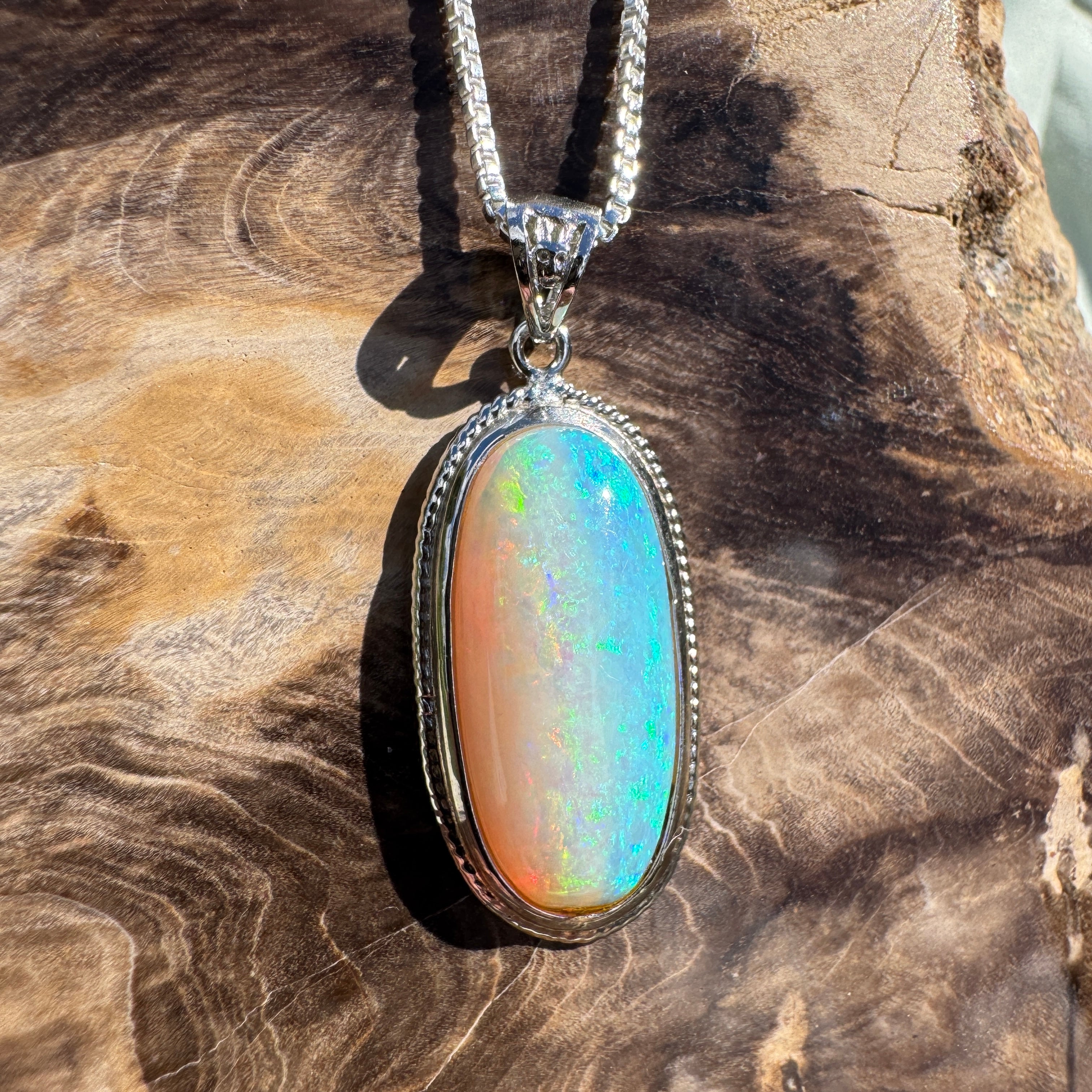 4ct Lightning Ridge Crystal Opal Pendant Necklace ~ 'Rottnest Deep' | 925 Sterling Silver | Solid Australian Opal